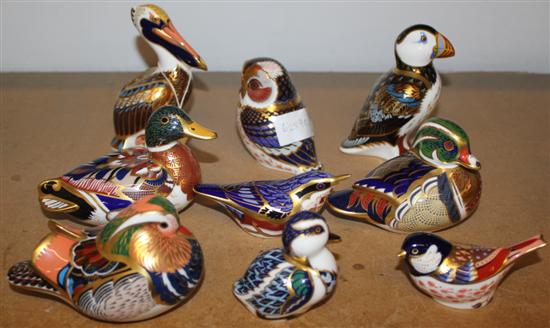 Set nine Royal Crown Derby birds